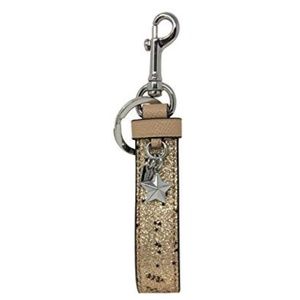 COACH STAR GLITTER LOOP BAG CHARM GOLD .